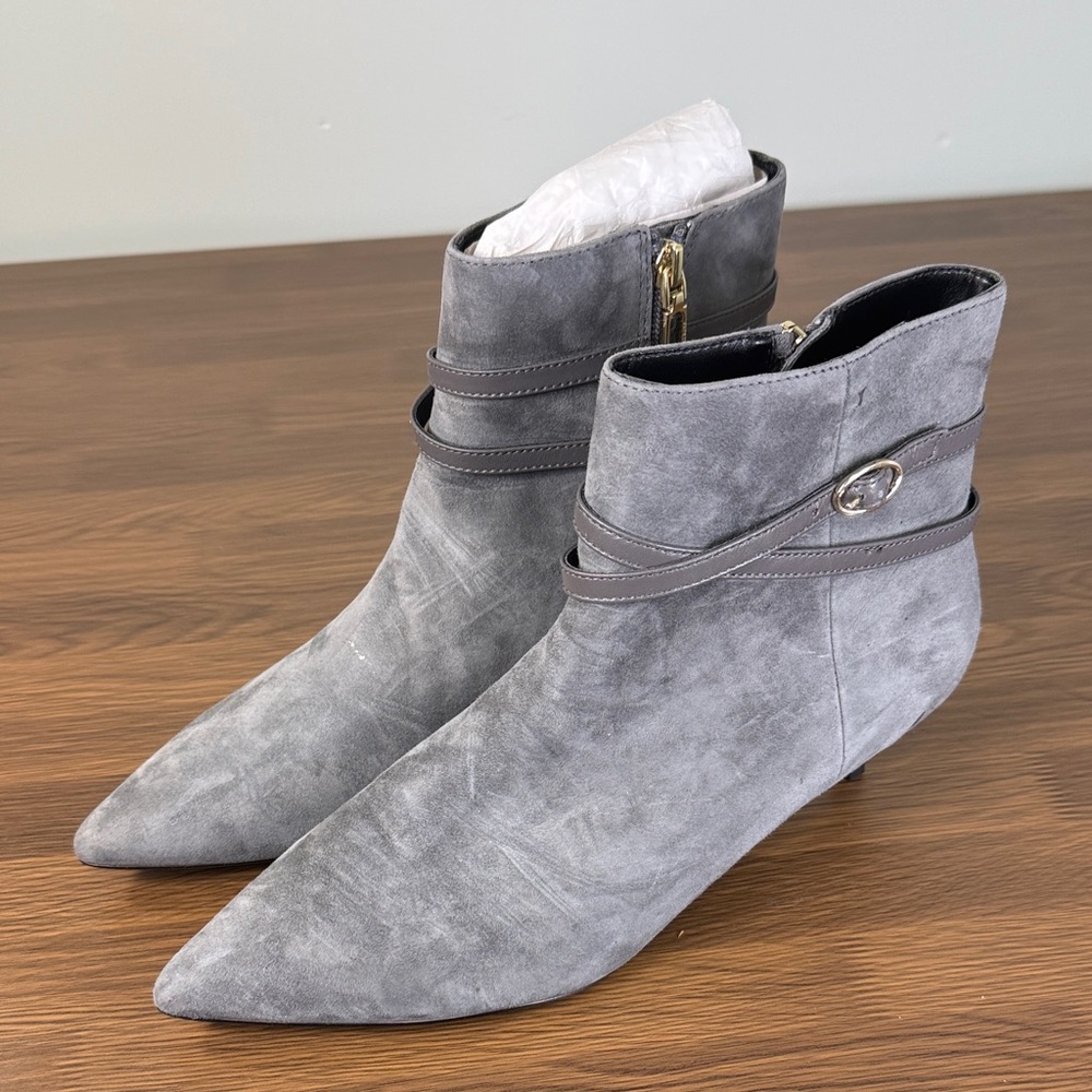 Talbots Gray Ankle Booties with Strap Detail NWOT Sz 10.5‎